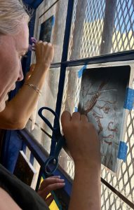 Participant etching their X-rays.