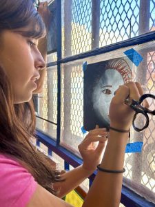 Participant etching their X-rays.